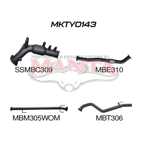 Toyota Hilux GUN126R 2.8L Turbo Back 3in WOM With Cat, Alumnised Steel