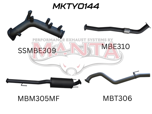 Toyota Hilux GUN126R 2.8L Turbo Back 3in Muffler NO Cat, Alumnised Steel