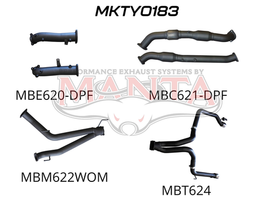 Toyota Landcruiser VDJ200 V8 DPF 3in Dual Turbo Back With Cats, NO MUFFLERS, Exit L&R, Aluminised