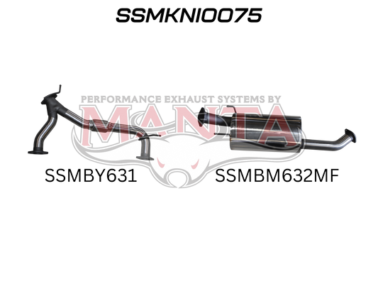 Nissan Patrol Y62 V8 5.6L Wagon, 3in Centre Muffler - OE Mid Section Replacement, Stainless Steel