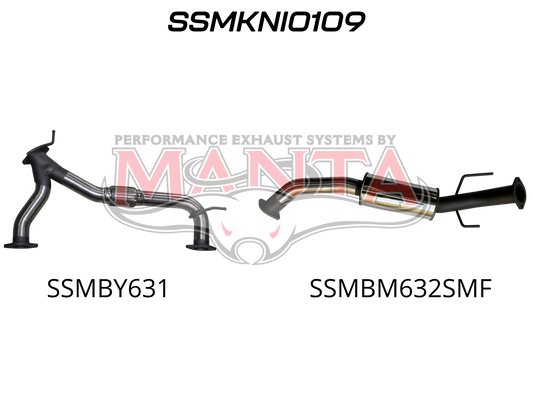 Nissan Patrol Y62 V8 5.6L, 3in Centre Small Medium Muffler For OE Mid Section Replacement, Stainless Steel