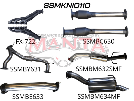 Nissan Patrol Y62 V8 5.6L Wagon 3in Full System-Extractors, Hi Flow Cats, Medium, Sml Centre Muffler, Stainless Steel
