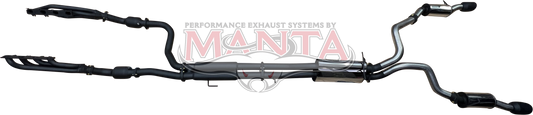 RAM DT 1500 5.7L V8 3in Twin Full Exhaust, with Extractors and Cats, Rear Mufflers 5in Black tips, Stainless Steel