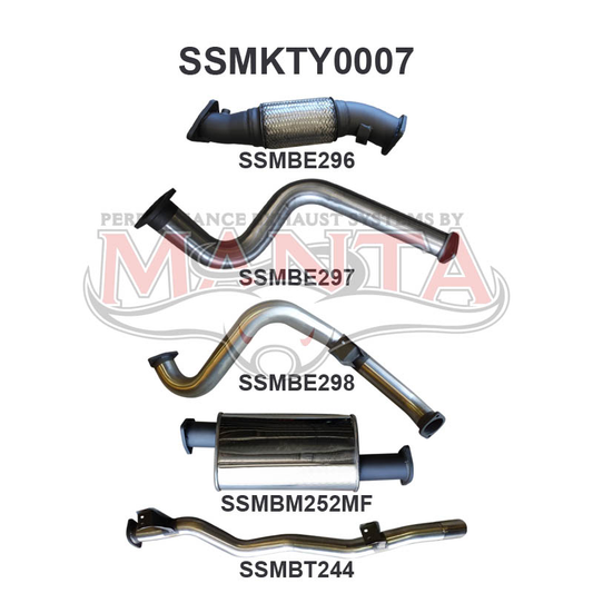 Toyota Landcruiser VDJ79 V8 S/Cab Ute 3in NO Cat With Muffler, Stainless Steel