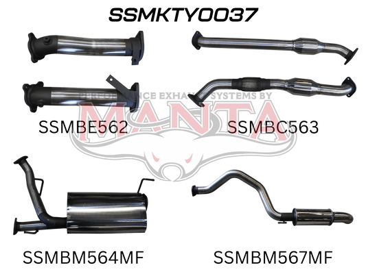 Toyota Landcruiser VDJ200 2.5in With Cat Muffler Centre & Rear, Dump Tip, Stainless Steel