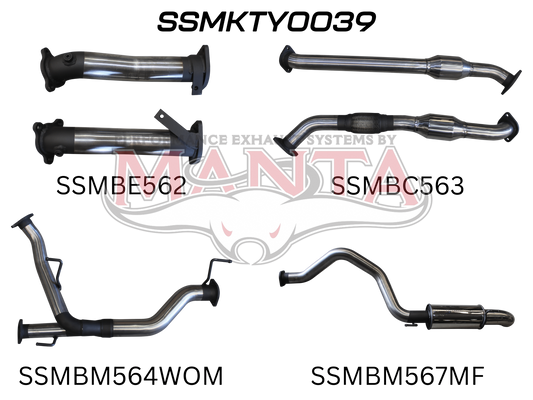 Toyota Landcruiser VDJ200 2 1/2Dual Cats - 3 Rear Muffler & Dump, Stainless Steel