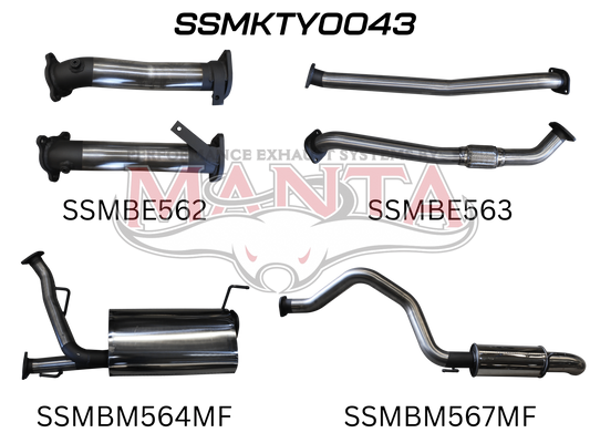 Toyota Landcruiser VDJ200 2.5in NO Cat Muffler Centre & Rear, Dump Tip, Stainless Steel
