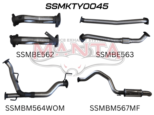 Toyota Landcruiser VDJ200 2.5in NO Cat Muffler Rear, Dump Tip, Stainless Steel