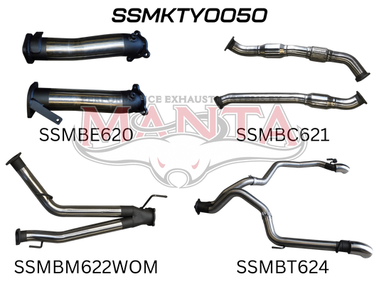 Toyota Landcruiser VDJ200 3in Dual With Cat, NO Muffler, Exit L & R, Stainless Steel