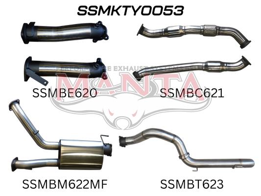 Toyota Landcruiser VDJ200 3in Dual With Cat & Muffler, 4in Exit, Stainless Steel