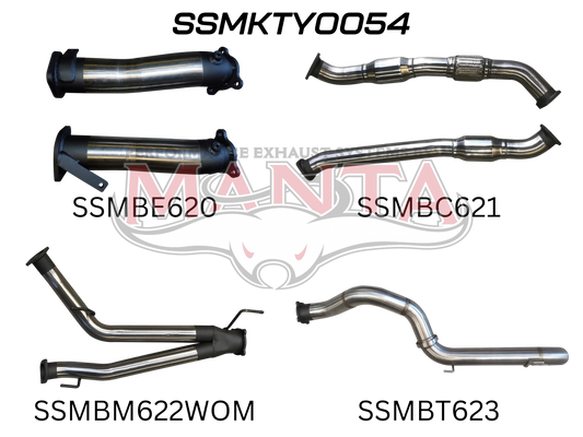 Toyota Landcruiser VDJ200 3in Dual With Cat, NO Muffler, 4in Exit, Stainless Steel