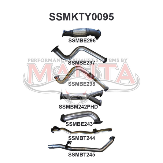 Toyota Landcruiser VDJ79 Single Cab Twin 3in Exhaust Kit With Hotdog And No Cat, Stainless Steel