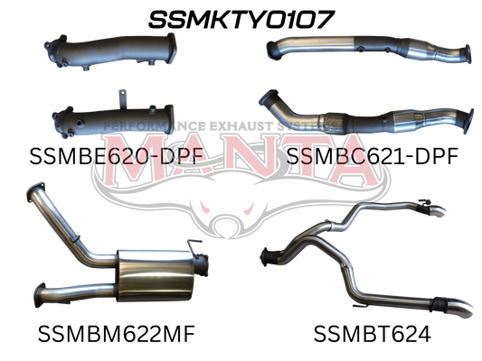 Toyota Landcruiser VDJ200 DPF 3in Dual With Cat & Muffler, Exit L & R, Stainless Steel
