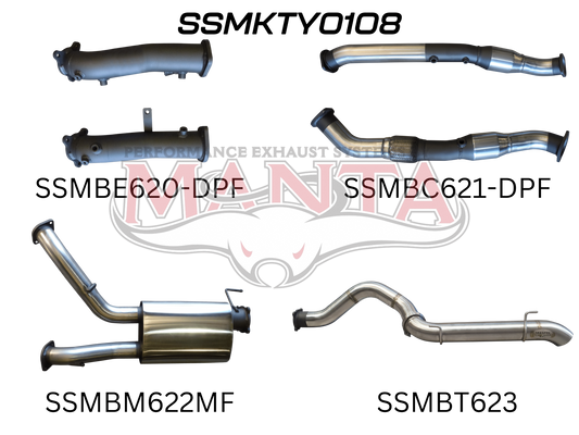 Toyota Landcruiser VDJ200 DPF 3in Dual With Cat & Muffler 4in Tailpipe, Stainless Steel