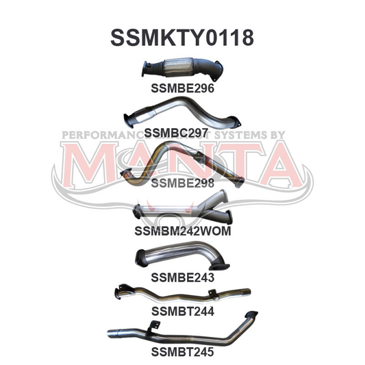 Toyota Landcruiser VDJ79 Single Cab Twin 3in WOM With Cat, Stainless Steel