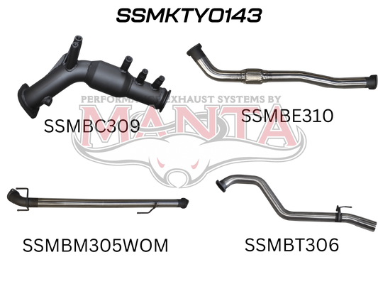 Toyota Hilux GUN126R 2.8L Turbo Back 3in WOM With Cat, Stainless Steel
