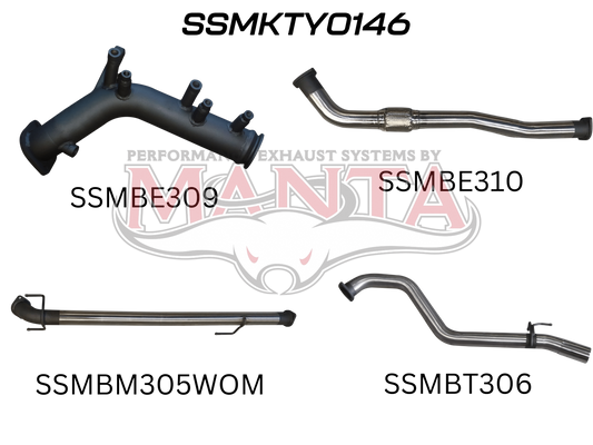 Toyota Hilux GUN126R 2.8L Turbo Back 3in WOM NO Cat, Stainless Steel