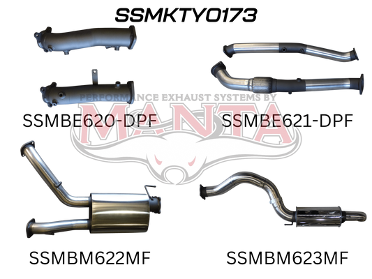 Toyota Landcruiser VDJ200 DPF 3in DUAL NO CAT, Muffler, 4in Tailpipe W/ Rear MUF, Stainless Steel