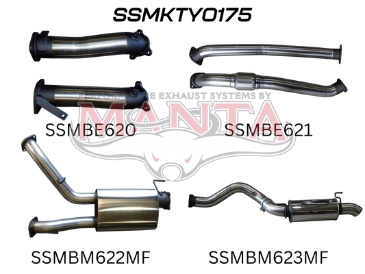 Toyota Landcruiser VDJ200 3in DUAL NO CAT, W/Muffler, 4in EXIT W/Rear MUF, Stainless Steel