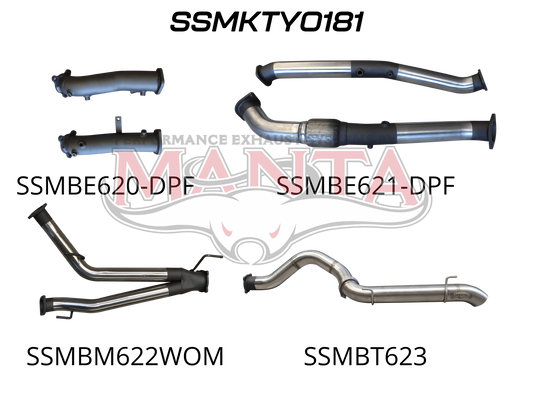Toyota Landcruiser VDJ200 V8 DPF 3in Dual Turbo Back, Pipe Only system, 4in Tailpipe Exit, Stainless Steel