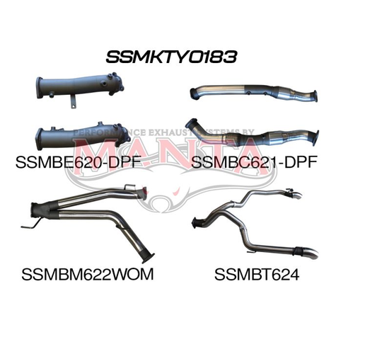 Toyota Landcruiser VDJ200 V8 DPF 3in Dual Turbo Back With Cats, NO MUFFLERS, Exit L&R, Stainless Steel
