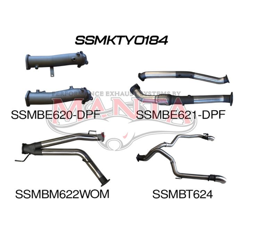 Toyota Landcruiser VDJ200 V8 DPF 3in Dual Turbo Back Without Cats, NO MUFFLERS, Exit L&R, Stainless Steel