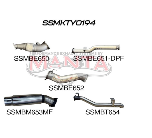 Toyota Landcruiser VDJ79 V8 4.5L TD, (DPF) Ute 2016 To Current, 4in Single Without Cat & With Muffle, Stainless Steel