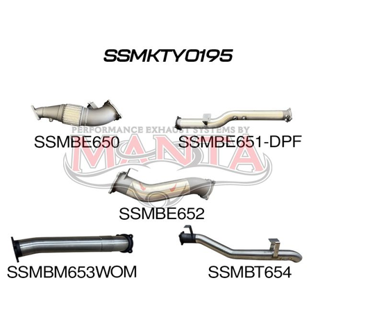 Toyota Landcruiser VDJ79 V8 4.5L TD, (DPF) Ute 2016 To Current, 4in Single Without Cat & Without Muf, Stainless Steel